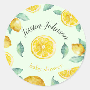 Watercolor lemons customizable  classic round sticker