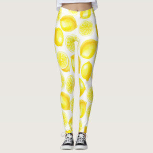 Watercolor lemons design leggings