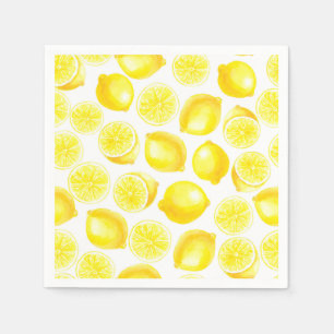 Watercolor lemons design napkin
