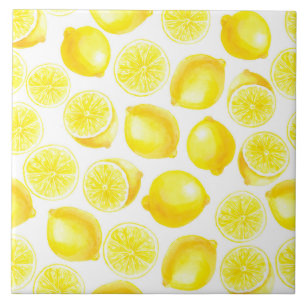 Watercolor lemons design tile