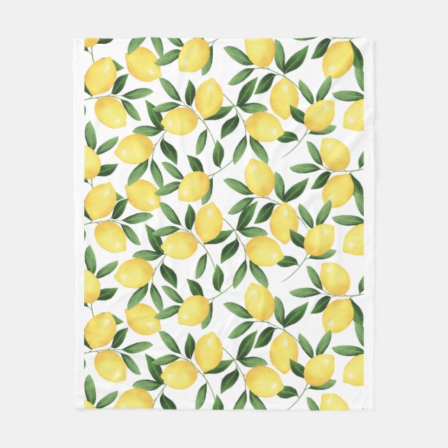 WATERCOLOR LEMONS FLEECE BLANKET (Front)