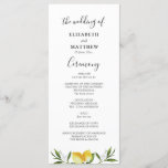 Watercolor lemons foliage wedding program<br><div class="desc">A lovely design with watercolor lemons and green foliage. You can personalize the text and colours on this wedding program template.</div>