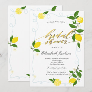 Watercolor Lemons Frame Bridal Shower  Invitation