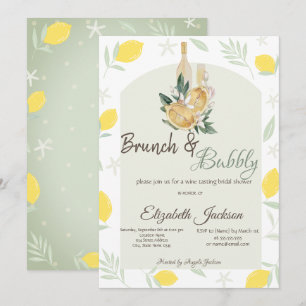 Watercolor Lemons Frame Brunch & Bubbly Invitation