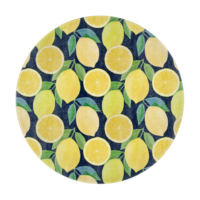 Watercolor Lemons: Fresh Pattern Illustration Cutting Board (Front)