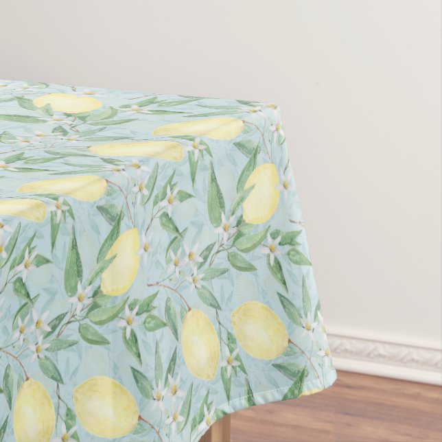 Watercolor lemons fruit citrus tablecloth (In Situ)