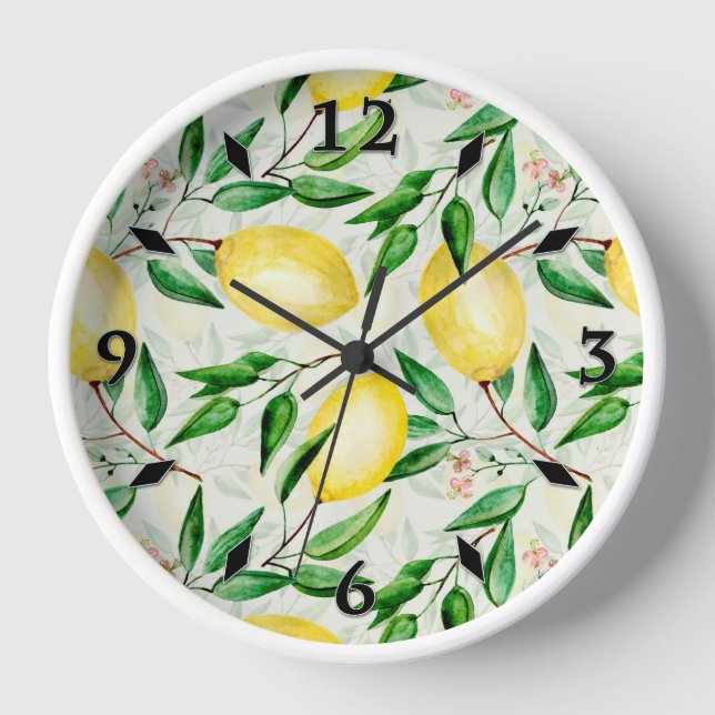 Watercolor lemons fruit clock (Front)