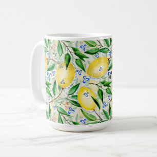 Watercolor lemons fruit coffee mug