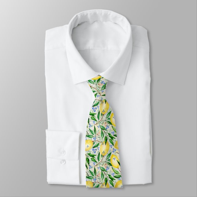 Watercolor lemons fruit tie (Tied)