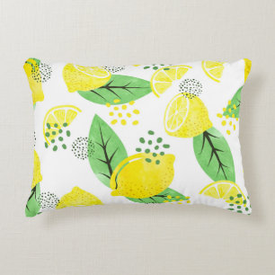 Watercolor Lemons: Fruitful Seamless Design Accent Pillow
