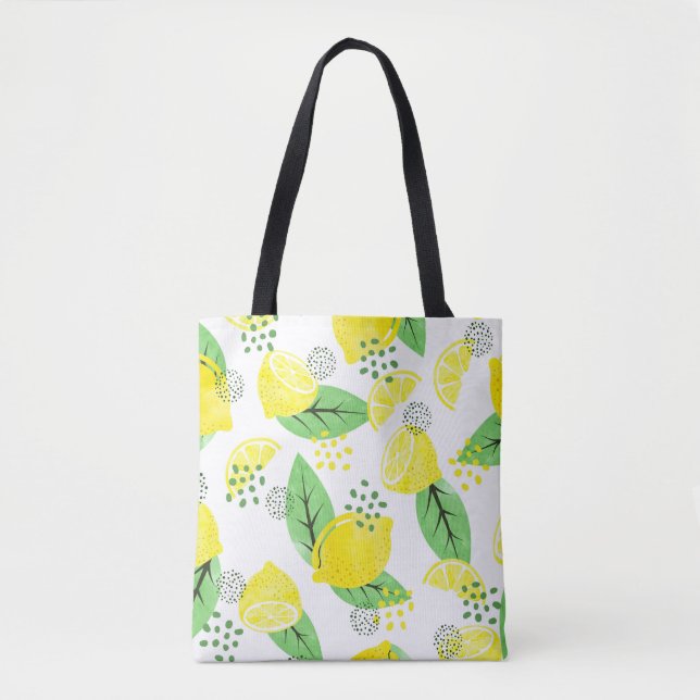 Watercolor Lemons: Fruitful Seamless Design Tote Bag (Front)