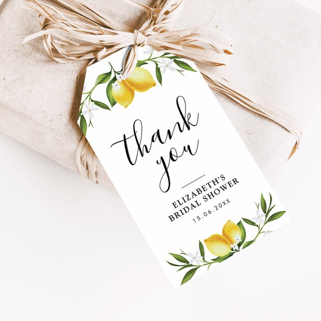 watercolor lemons greenery bridal shower gift tags (Creator Uploaded)