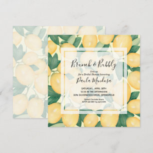 Watercolor Lemons Greenery Bridal Shower Invite