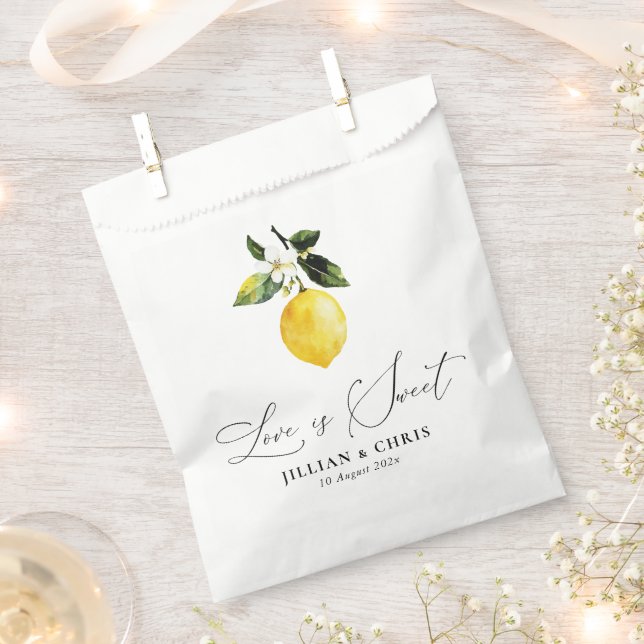 Watercolor lemons greenery favour bag (Clipped)