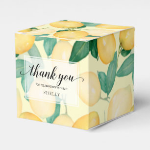 Watercolor Lemons Greenery Thank You Favor Box