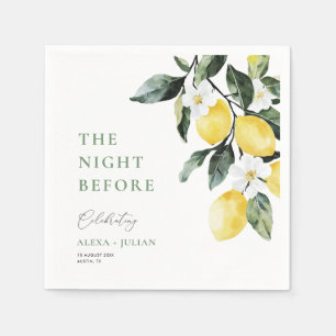 watercolor lemons greenery the night before napkin