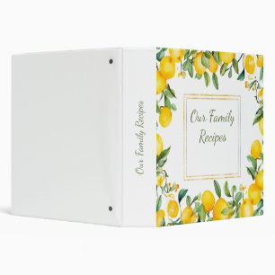 Watercolor lemons illustration Recipe Cookbook Binder