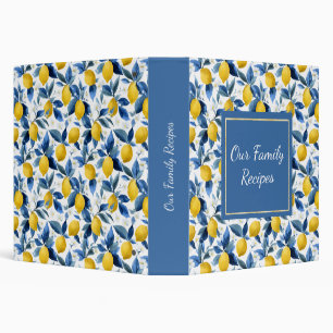 Watercolor lemons illustration Recipe Cookbook Binder