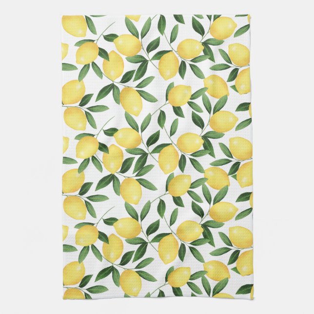 WATERCOLOR LEMONS KITCHEN TOWEL (Vertical)