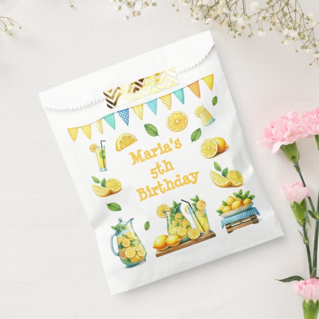 Watercolor Lemons Lemonade Birthday Party Favour Bag (Sealed)