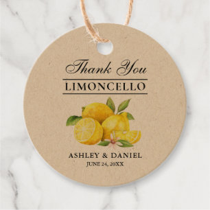 Watercolor Lemons  Limoncello Round Tags