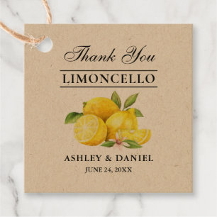 Watercolor Lemons Limoncello Square Kraft Tags