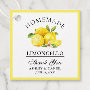 Watercolor Lemons Limoncello Thanks Square Favour Tags