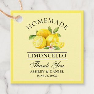 Watercolor Lemons Limoncello Thanks Square Yellow Favour Tags