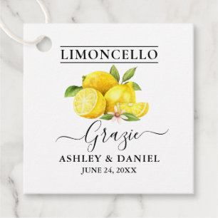 Watercolor Lemons Limoncello Wedding Grazie Favour Tags