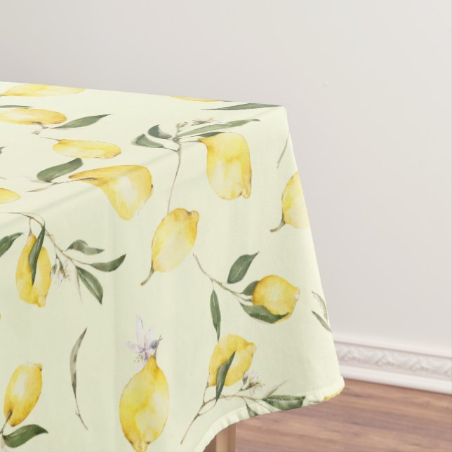 Watercolor Lemons,Mediterranean art,summer  Tablecloth (In Situ)