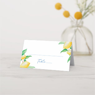 Watercolor Lemons Mediterranean Wedding Place Card