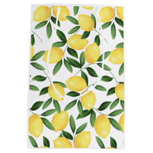 WATERCOLOR LEMONS MEDIUM GIFT BAG