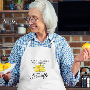 Watercolor Lemons Modern Brush Script Limoncello Standard Apron