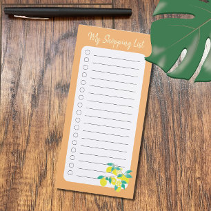 Watercolor lemons orange shopping list notepad