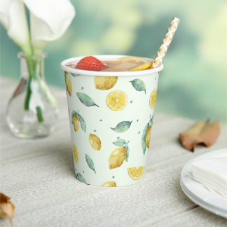 Watercolor Lemons Paper Cups