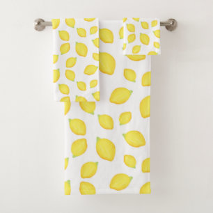 Watercolor Lemons Pattern 2 Bath Towel Set