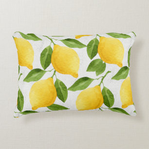 Watercolor lemons pattern accent pillow