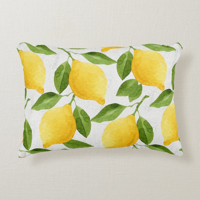 Watercolor lemons pattern accent pillow (Front)