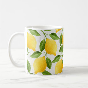 Watercolor lemons pattern coffee mug