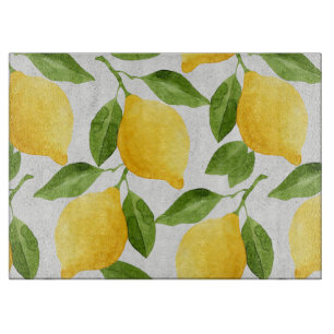 Watercolor lemons pattern cutting board