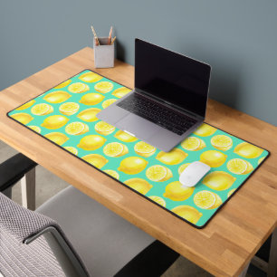 Watercolor lemons pattern desk mat