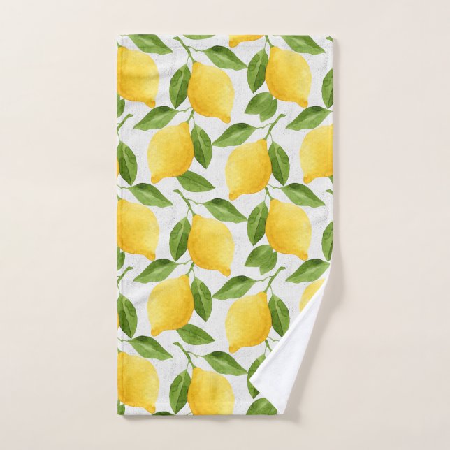 Watercolor lemons pattern hand towel (Hand Towel)