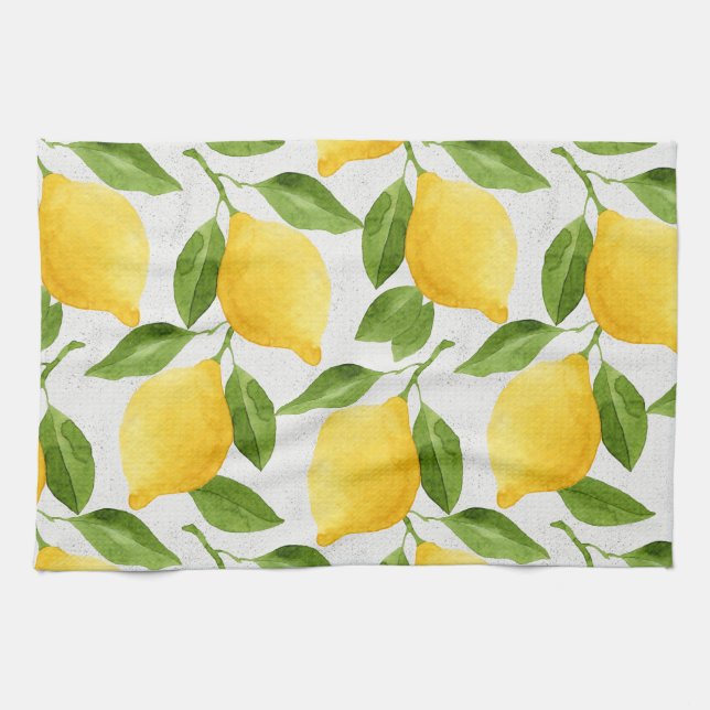 Watercolor lemons pattern kitchen towel (Horizontal)