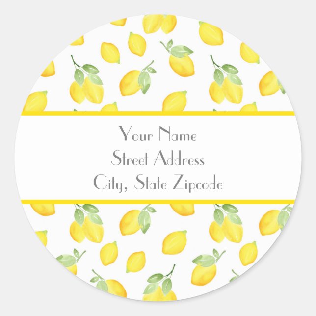 'Watercolor Lemons Pattern'  Labels (Front)