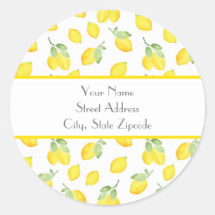 'Watercolor Lemons Pattern'  Labels