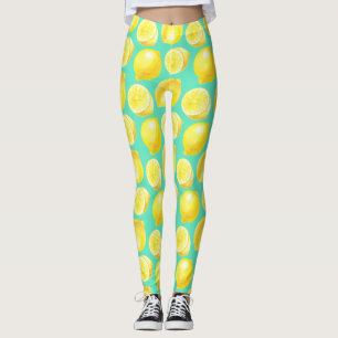 Watercolor lemons pattern leggings