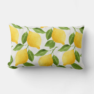 Watercolor lemons pattern lumbar pillow