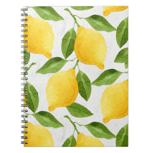 Watercolor lemons pattern notebook