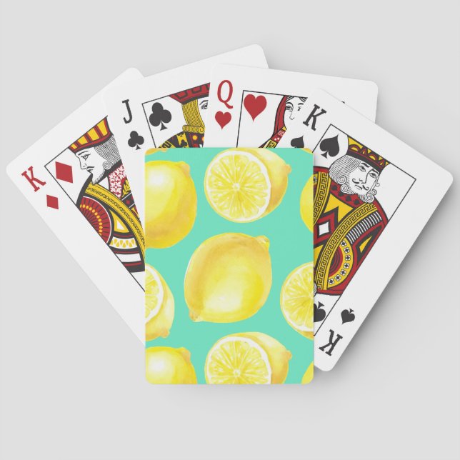 Watercolor lemons pattern playing cards (Back)