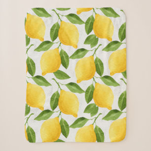 Watercolor lemons pattern sherpa blanket